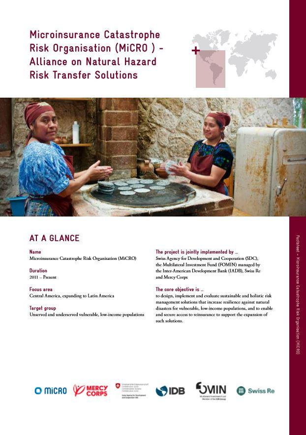 Microinsurance Catastrophe Risk Organisation (MiCRO ) Alliance on Natural Hazard Risk Transfer Solutions