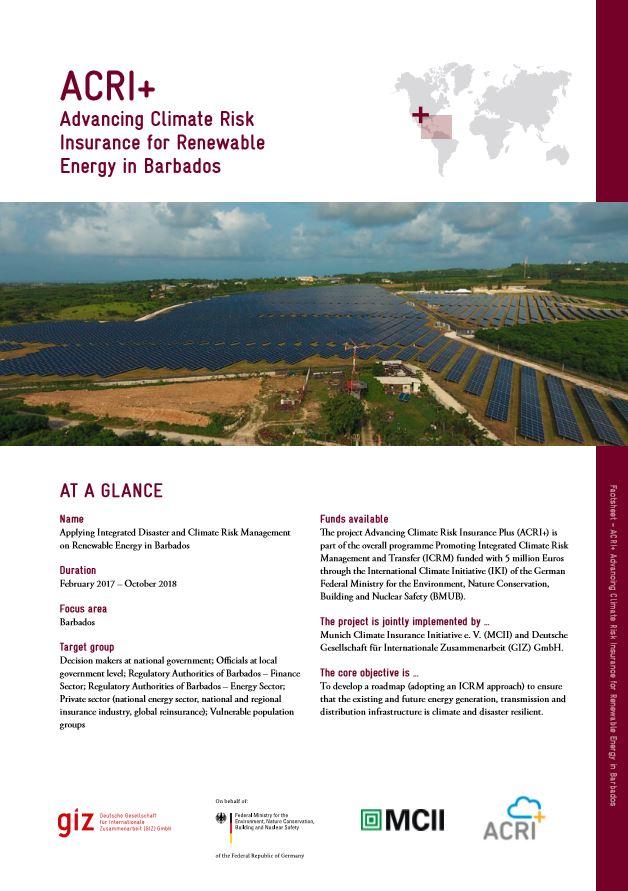 ACRI+ Advancing Climate Risk  Insurance for Renewable  Energy in Barbados 