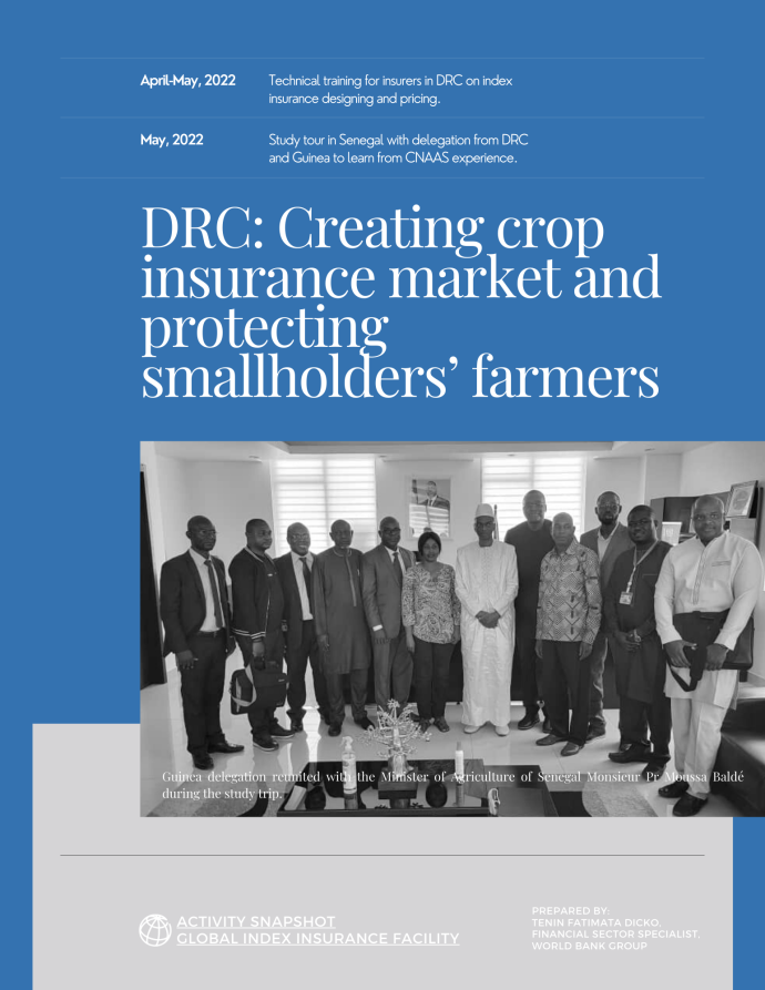 DRC: Creating crop insurance market and protecting smallholders’ farmers