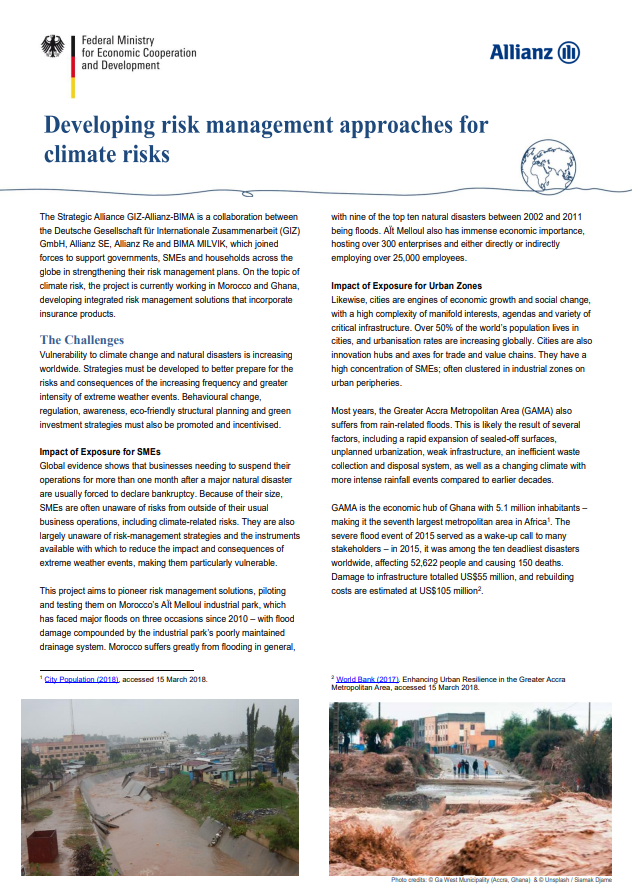 Developing Risk Management Approaches for Climate Risks