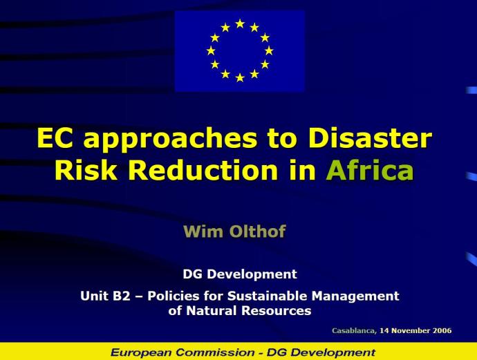 EC approaches to Disaster Risk Reduction in Africa