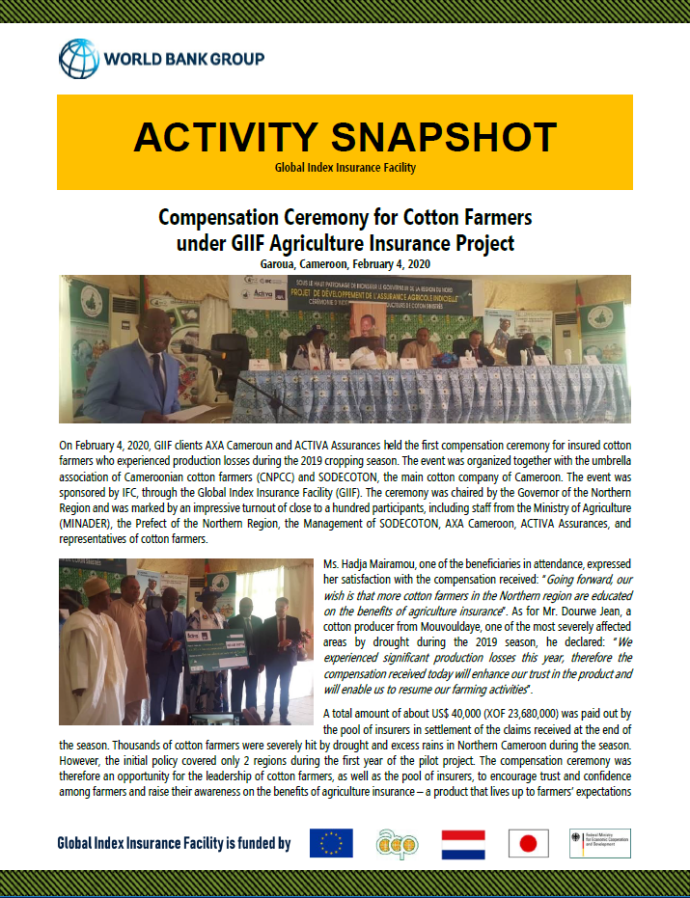 Compensation Ceremony for Cotton Farmers under GIIF Agriculture Insurance Project