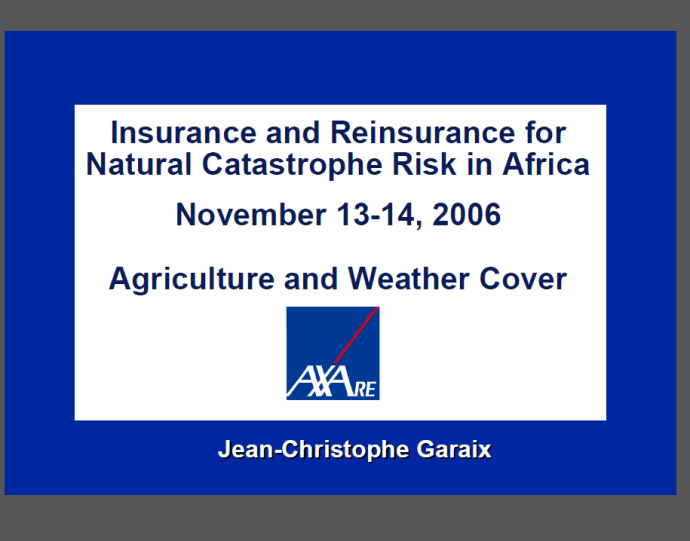 Insurance and Reinsurance for Natural Catastrophe Risk in Africa